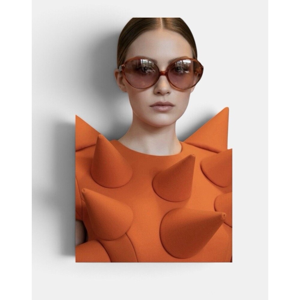 Vintage Oversized Renaulo OvalRimmed Sunglasses Frames Italy Orange